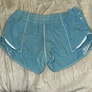 These lululemon shorts are a little splotchy because they have been dyed.